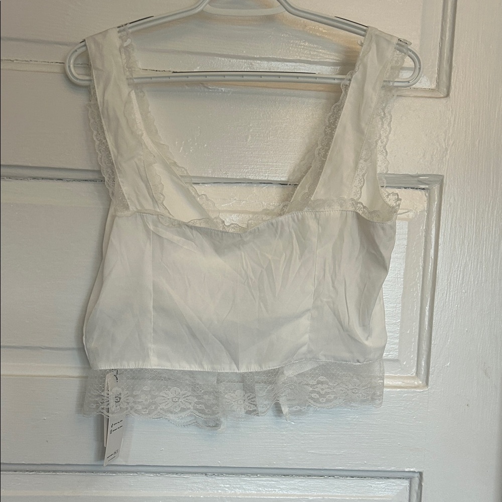 Trendy White Lace-Trim Camisole Top
